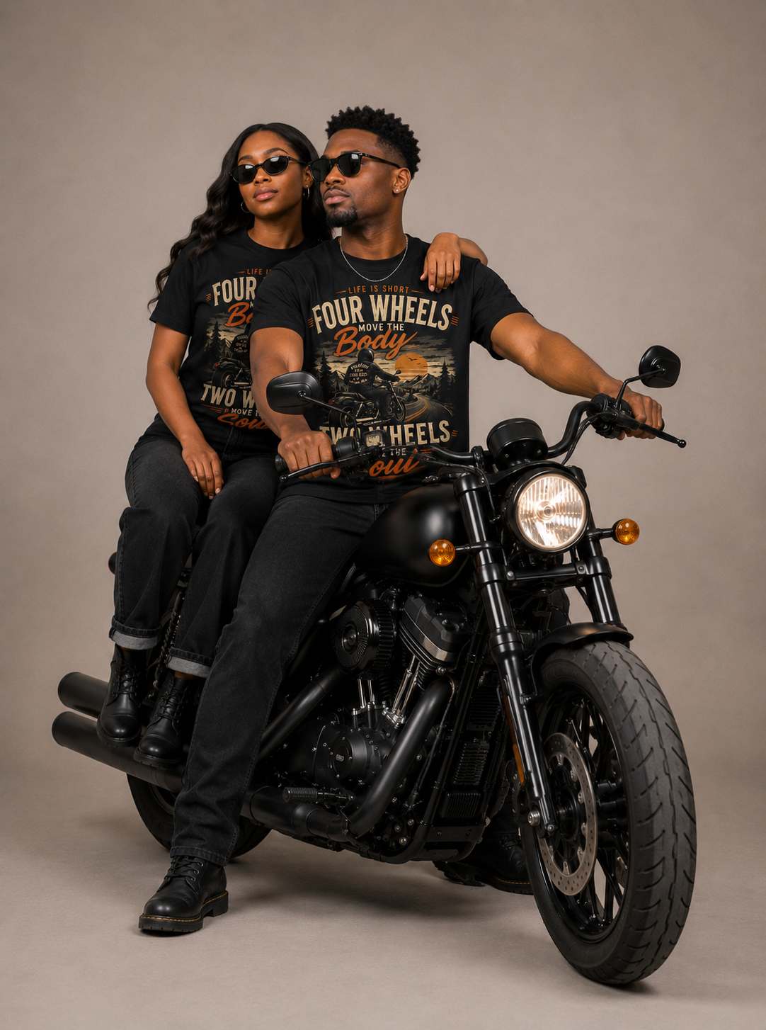 Streetwear Loose Drop Shoulder T-Shirt - Four Wheels move the body