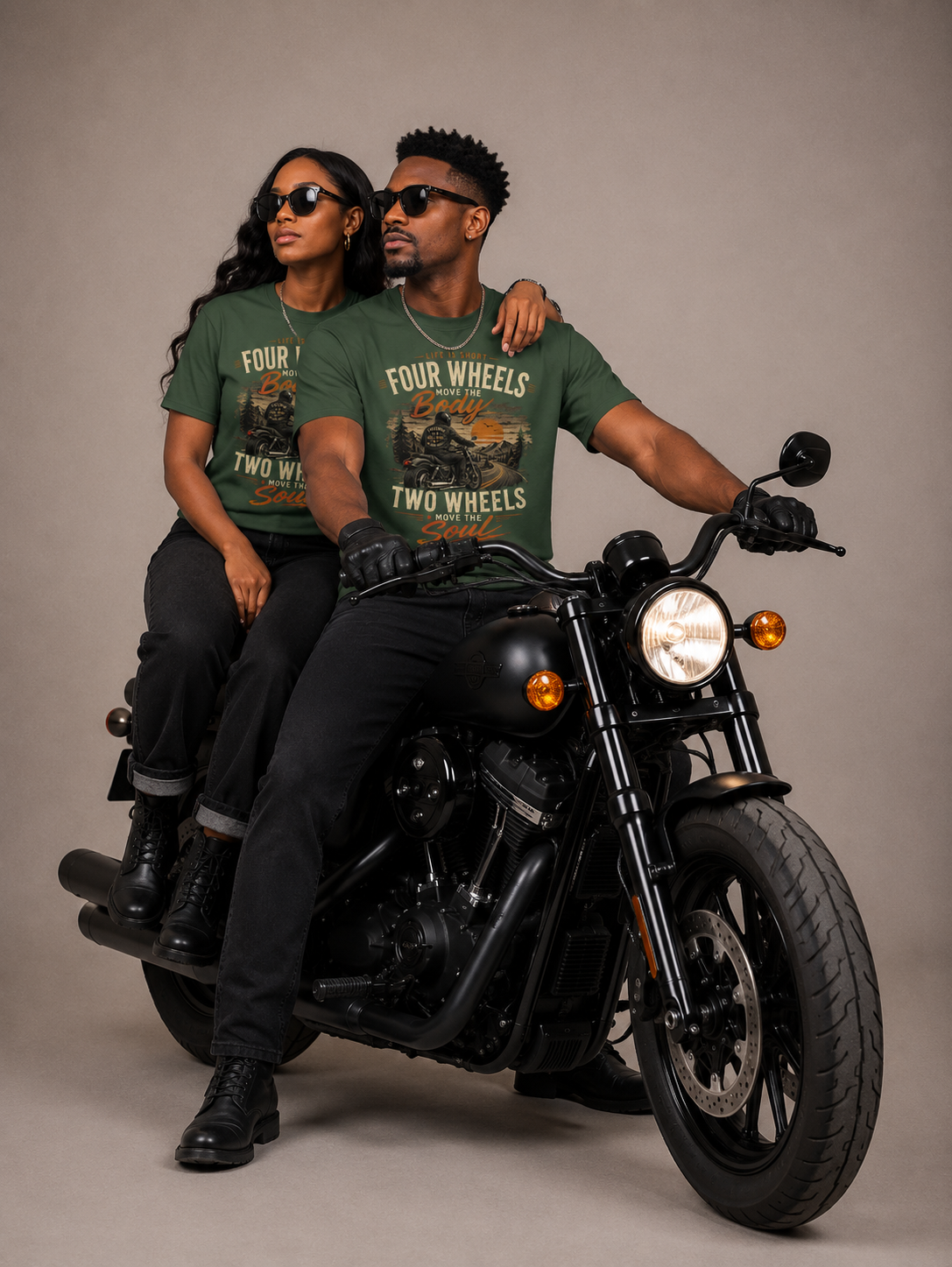 Streetwear Loose Drop Shoulder T-Shirt - Four Wheels move the body