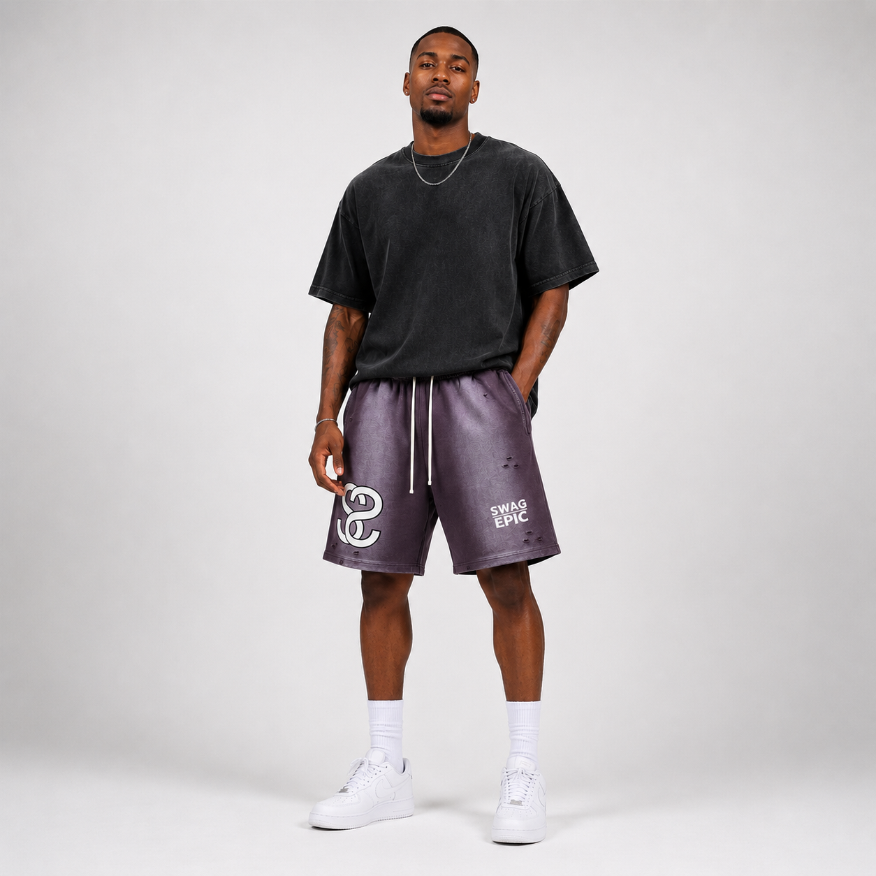Sun Fade Distressed Shorts - "Swag Deluxe"