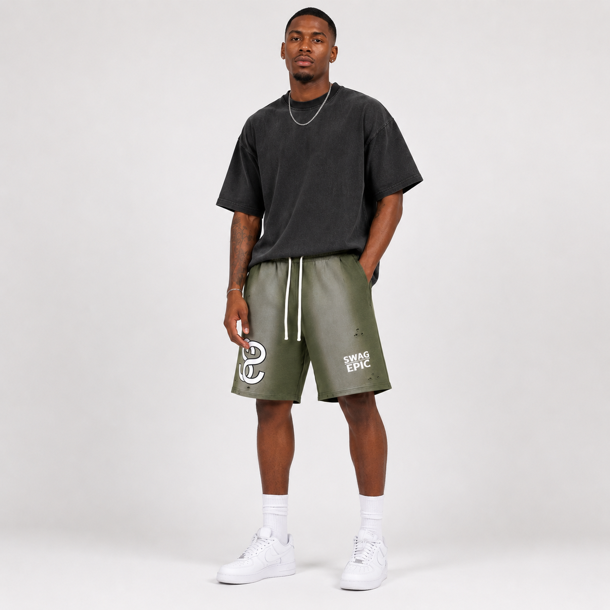 Sun Fade Distressed Shorts - "Swag Deluxe"