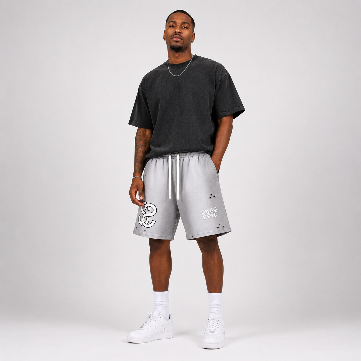 Sun Fade Distressed Shorts - "Swag Deluxe"