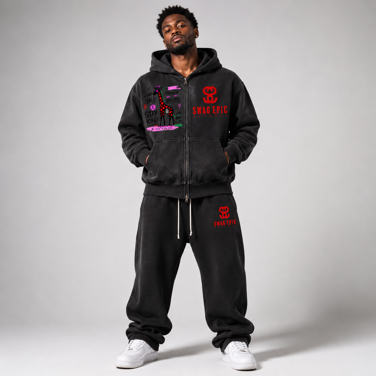 Sunfade Two-way Zipper Boxy Fleece Hoodie