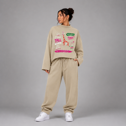 Unisex Mock Neck Raw Edge Boxy Sweatshirt - "Stand Tall and Dream Big"