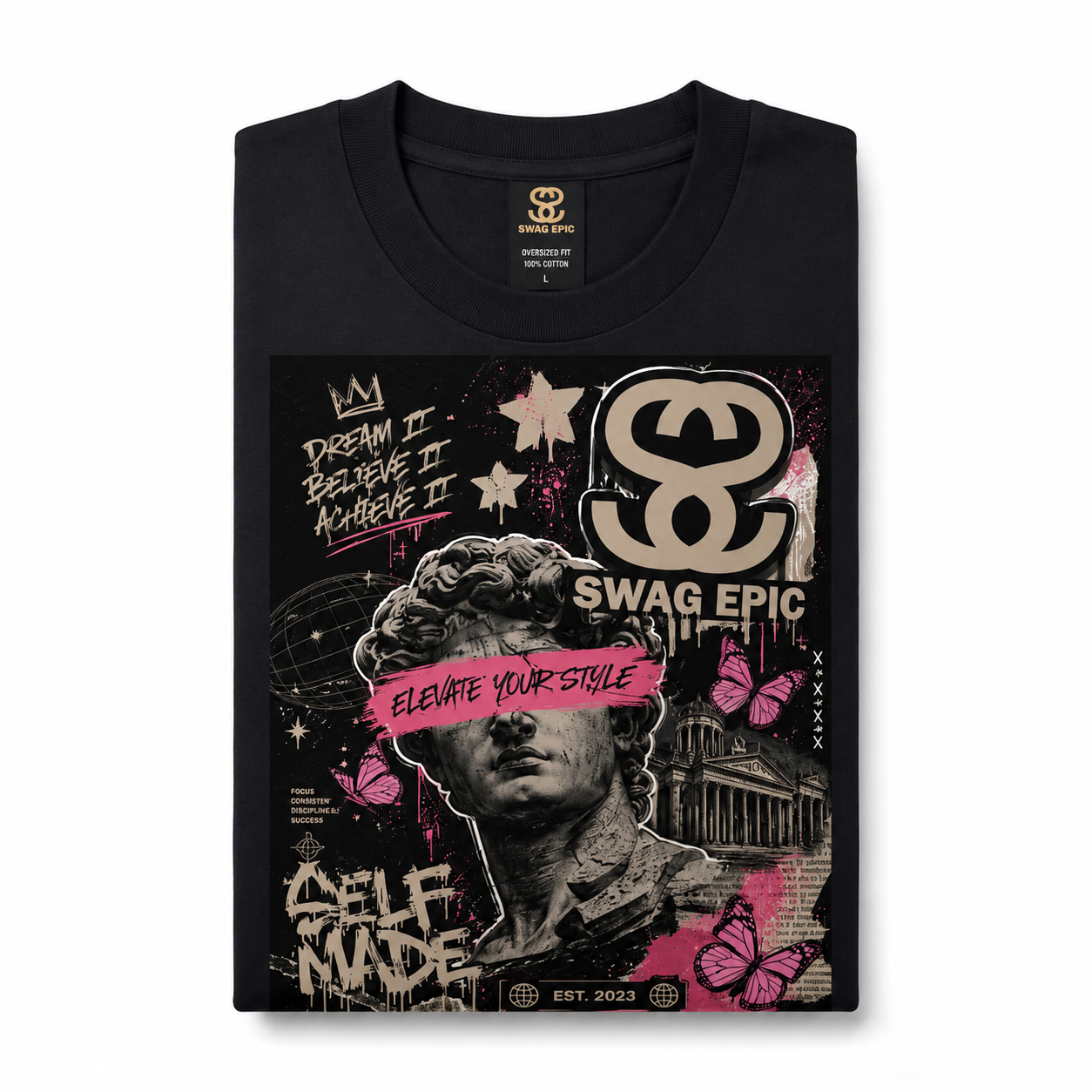 Self-Made "Swag Epic" Unisex Oversized Cotton T-Shirt