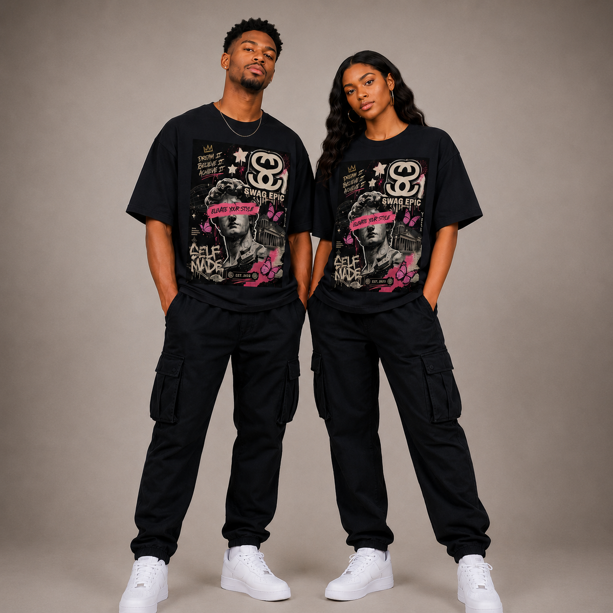 Self-Made "Swag Epic" Unisex Oversized Cotton T-Shirt