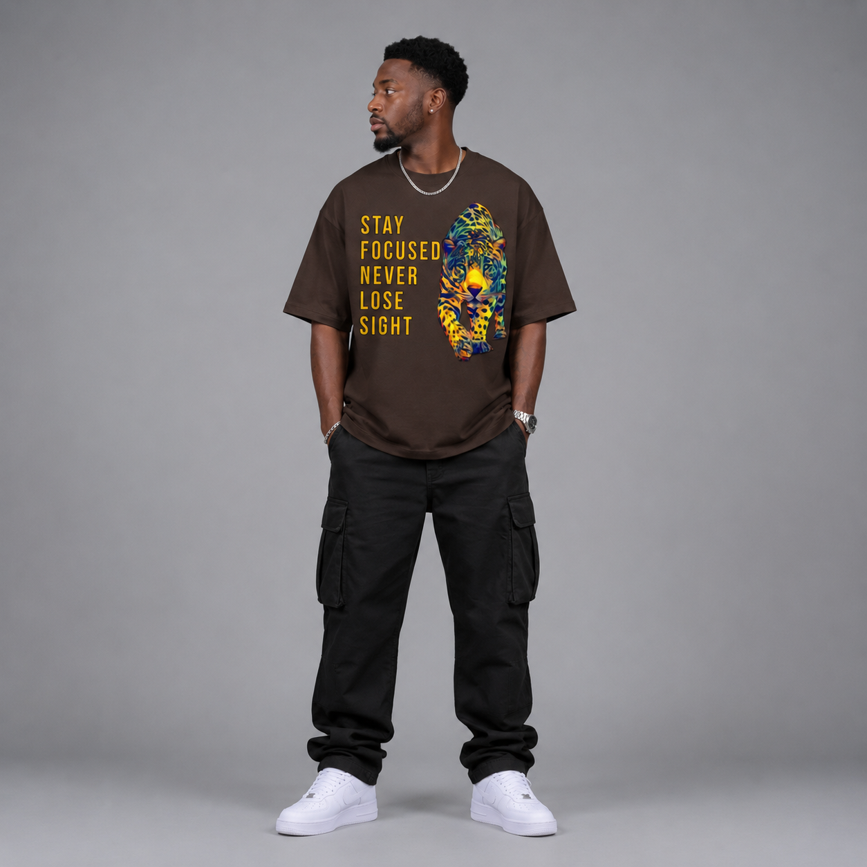 Unisex Oversized Inspiring Graphic T-Shirt - "Stay Focused"