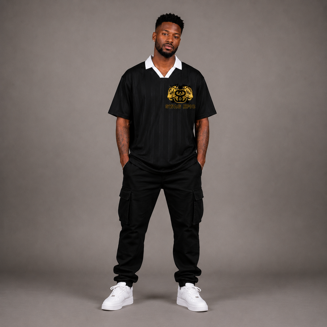 Unisex Striped "Swag Epic Tiger" Boxy Soccer Jersey