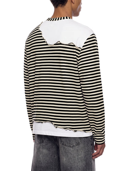 Unisex Striped Panel Boxy Long Sleeve T-Shirt - "Stripe SS"