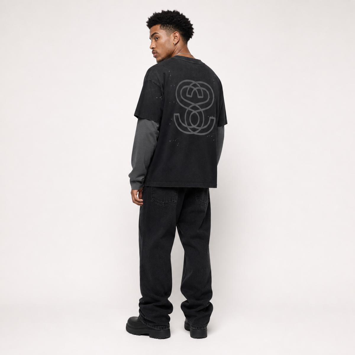 Unisex Vintage Wash Distressed Layer Long Sleeve T-Shirt - "Swag Mentality"