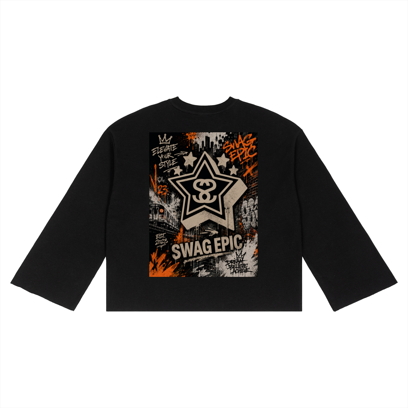 Unisex Waffle Raw Edge "Swag Epic"T-Shirt