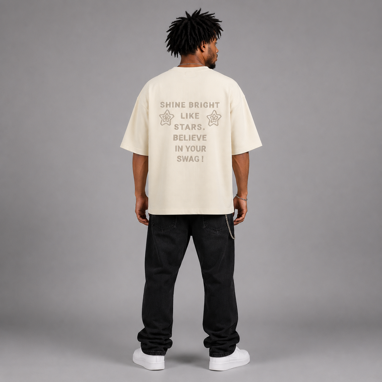 Unisex Waffle Raw Edge Long Sleeve T-Shirt - "Believe in your Swag"