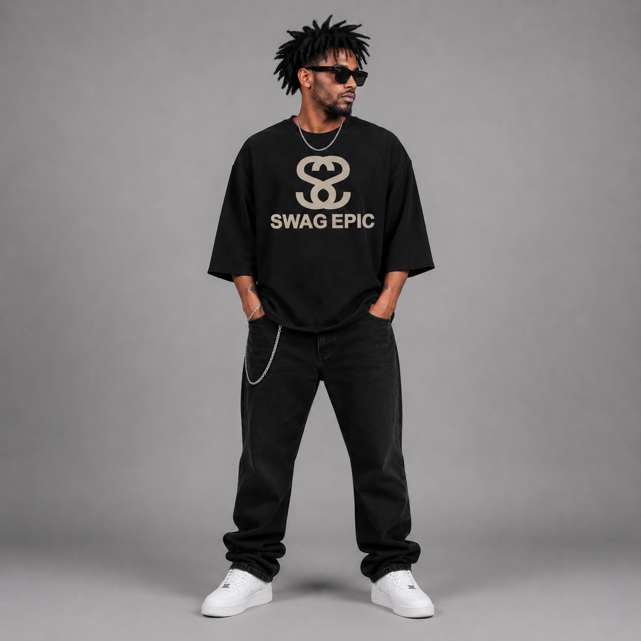 Unisex Waffle Raw Edge Long Sleeve T-Shirt - "Believe in your Swag"