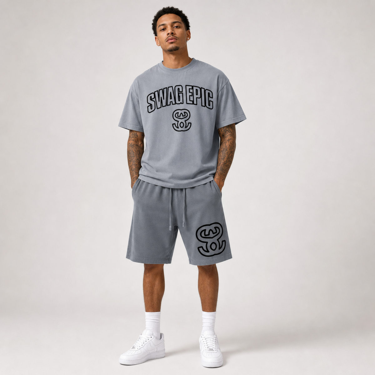 Vintage Wash Cotton Shorts "Swag SS"