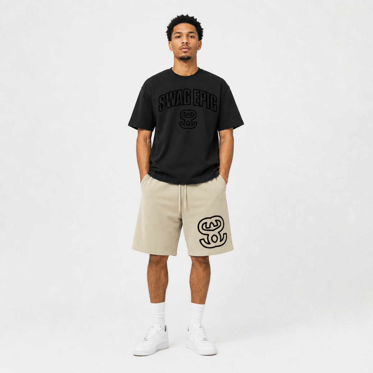 Vintage Wash Cotton Shorts "Swag SS"
