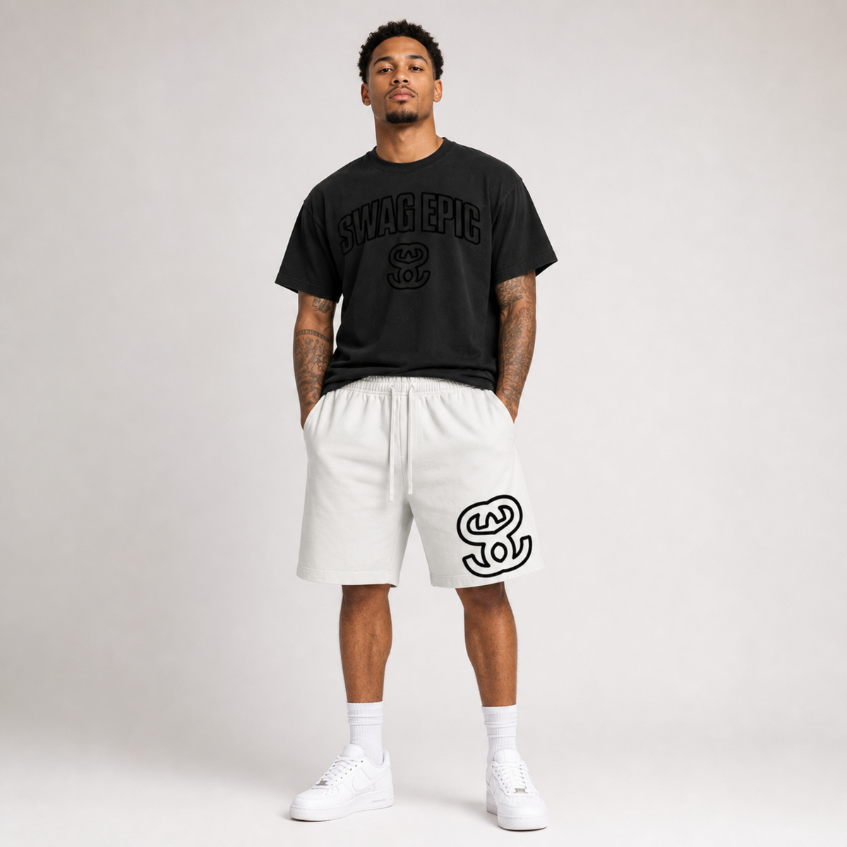 Vintage Wash Cotton Shorts "Swag SS"