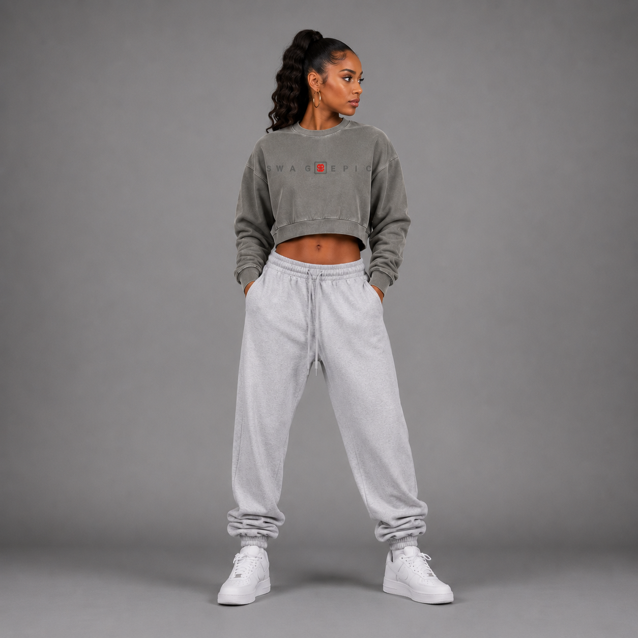 Vintage Washed Cropped Sweatshirt – Swag Ladies