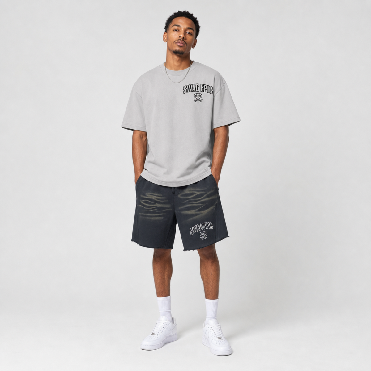 Vintage Washed Tiger Stripes Short Pants "Swag Original SS"
