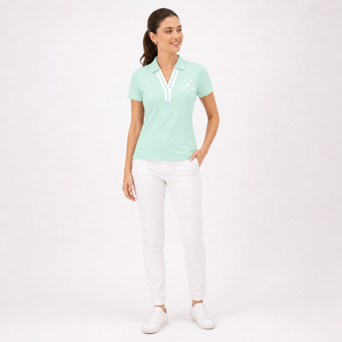 Women’s Color Block Polo Shirt - "Swag Circle"