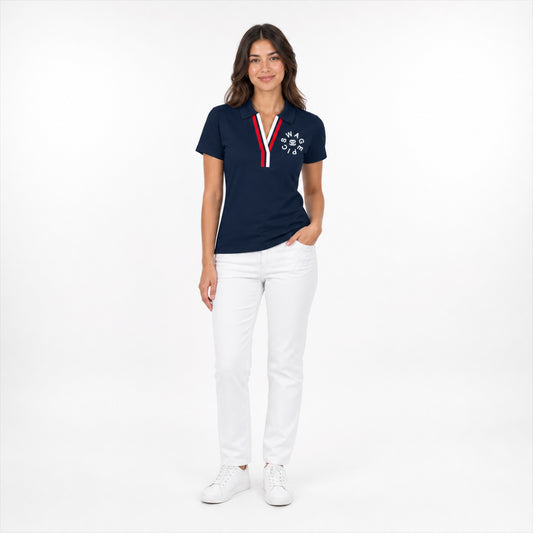 Women’s Color Block Polo Shirt - "Swag Circle"