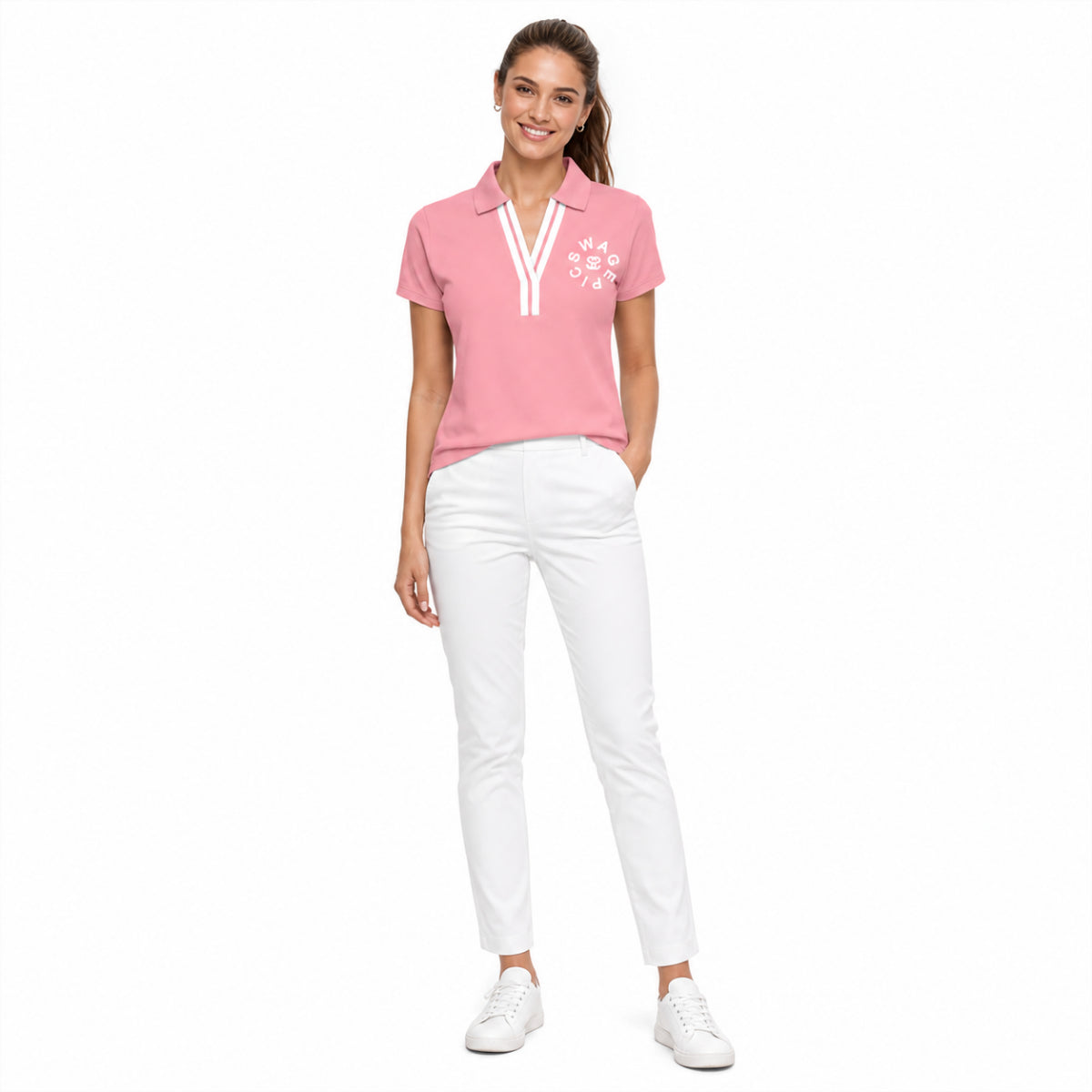 Women’s Color Block Polo Shirt - "Swag Circle"