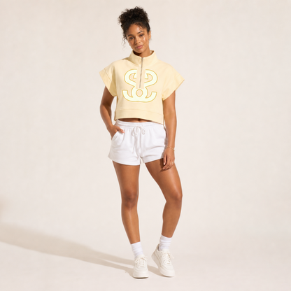 Women's Quarter Zip Crop Sweatshirt - "SS"