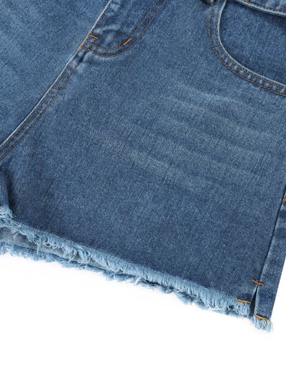 Women's Vintage Wash High Rise Denim Shorts - Swag Ladies