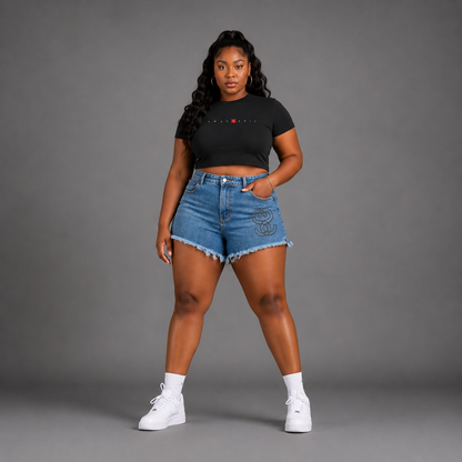 Women's Vintage Wash High Rise Denim Shorts - Swag Ladies
