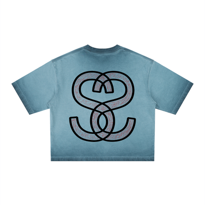 Unisex Reverse Dyed Boxy T-Shirt - "Scratch Scribble Epic"
