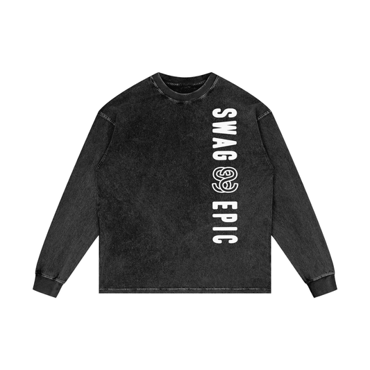 Acid Wash Oversize Long Sleeve  "Swag Epic" T-Shirt