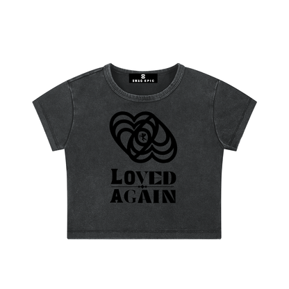 Women's Snow Washed Crop Top T-Shirt - "Loved Again"