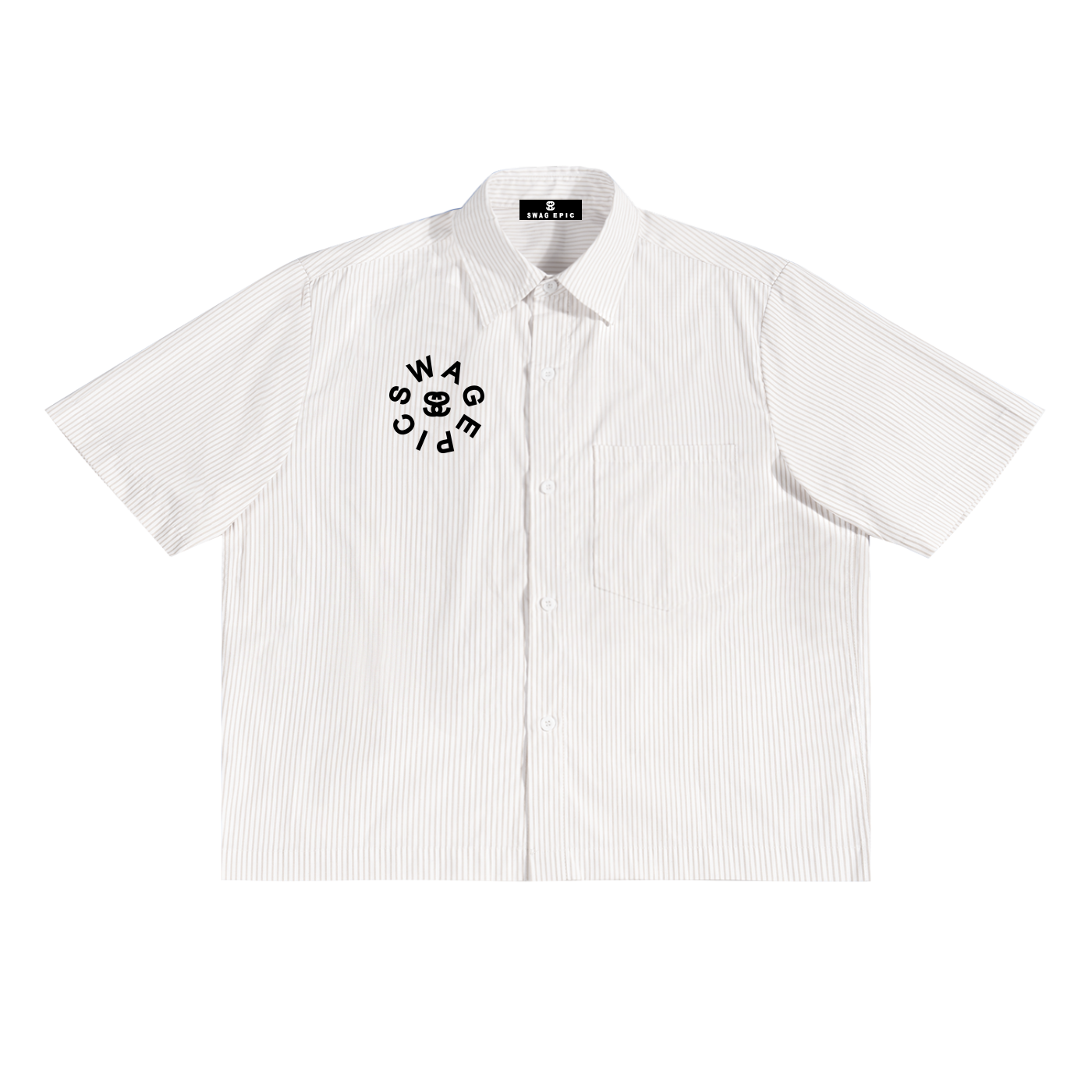 Oversized Vertical Stripe "Swag Epic" Boxy Shirt