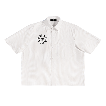 Oversized Vertical Stripe "Swag Epic" Boxy Shirt