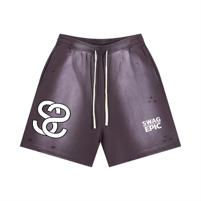 Sun Fade Distressed Shorts - "Swag Deluxe"