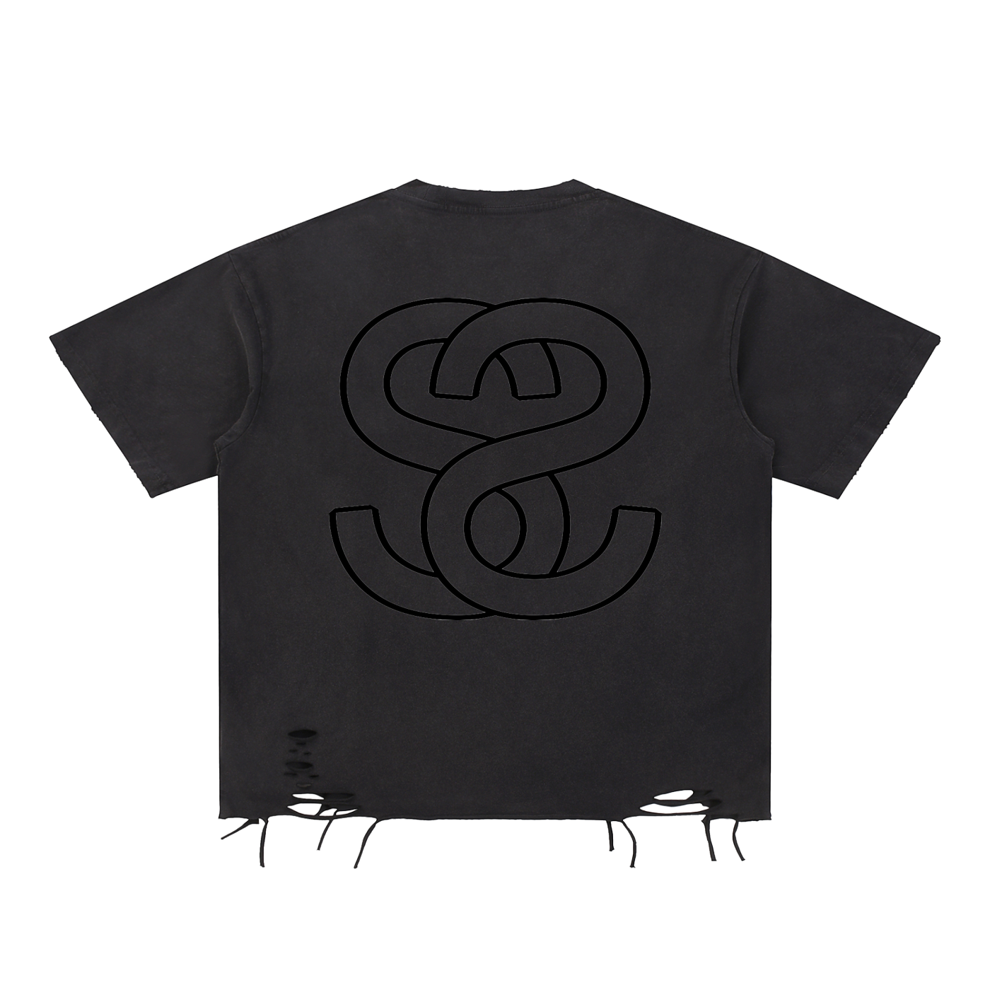 Snow Washed Raw-Hem "Swag Epic" T-Shirt