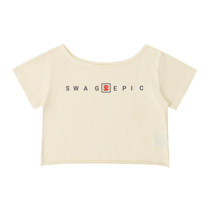 Off-Shoulder Rolled Hem Cotton T-Shirt – Swag Epic Ladies