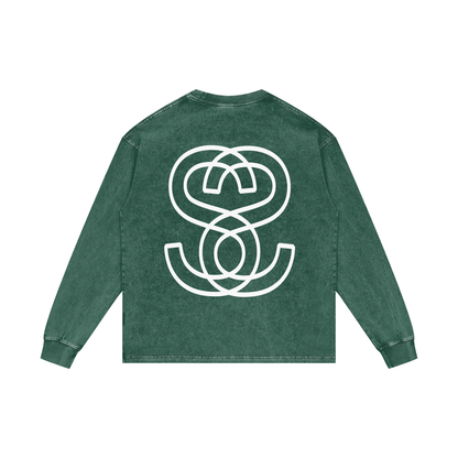 Acid Wash Oversize Long Sleeve "Epic Circle" T-Shirt