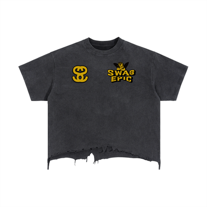 Vintage Wash Boxy Distressed Hem T-Shirt