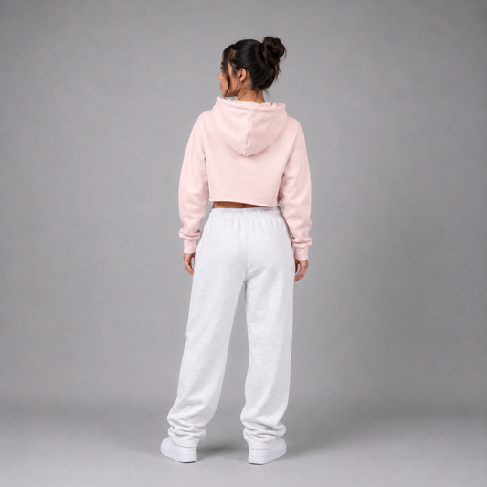 Lady's Relaxed Crop Hoodie - "Plain"
