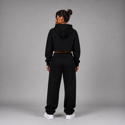 Lady's Relaxed Crop Hoodie - "Plain"