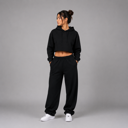 Lady's Relaxed Crop Hoodie - "Plain"