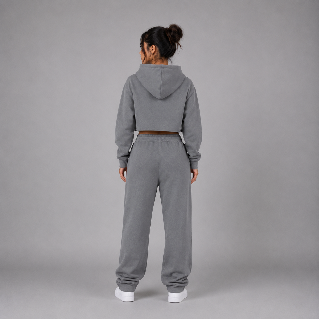 Lady's Relaxed Crop Hoodie - "Plain"
