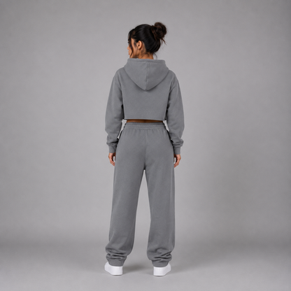 Lady's Relaxed Crop Hoodie - "Plain"