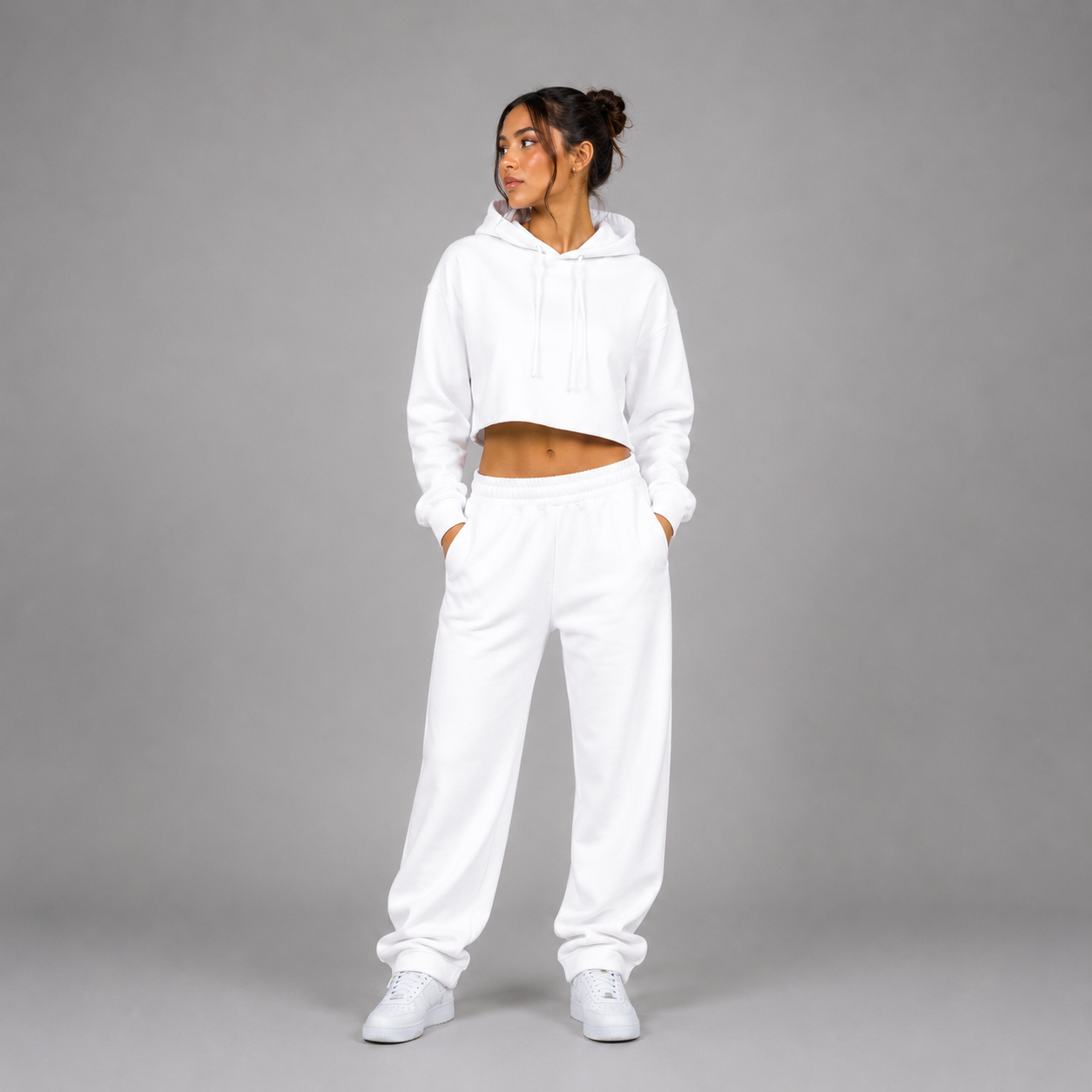 Lady's Relaxed Crop Hoodie - "Plain"