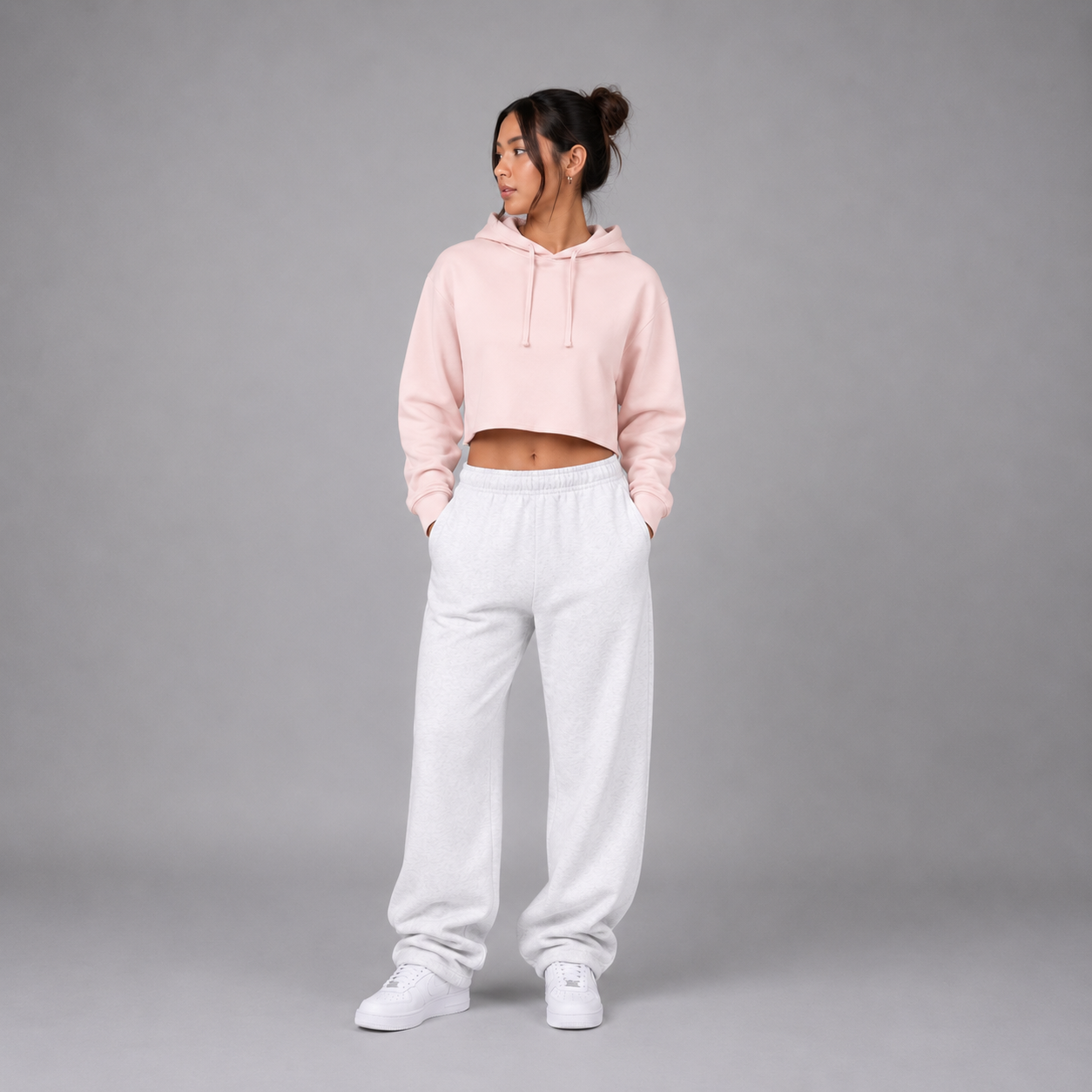 Lady's Relaxed Crop Hoodie - "Plain"