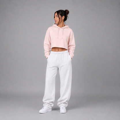 Lady's Relaxed Crop Hoodie - "Plain"