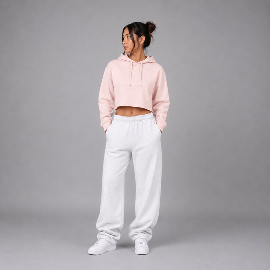 Lady's Relaxed Crop Hoodie - "Plain"