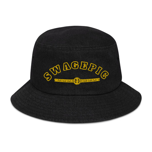 CURVED SWAG "BLUE" DENIM BUCKET HAT
