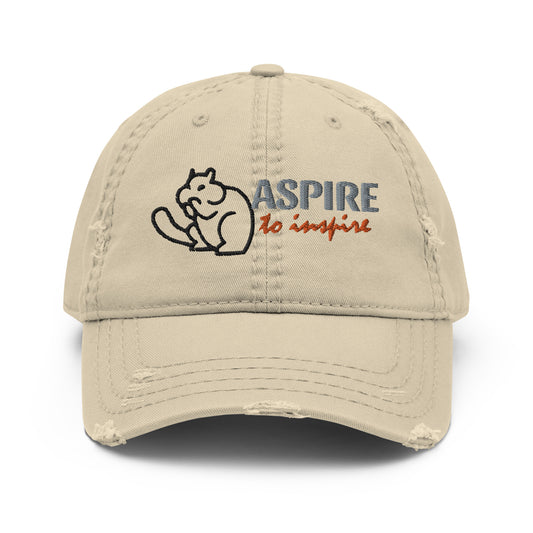 "ASPIRE TO INSPIRE" EMBROIDERED DISTRESSED DAD HAT